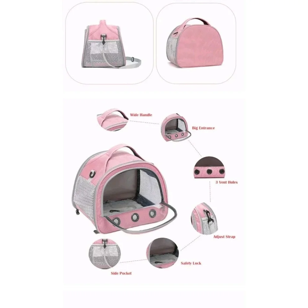 New Animal Pink Small Pet Carrier Hamster Guinea Pig Reptile Shoulder Strap